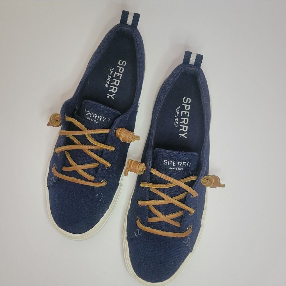 Sperry® Womens Crest Vibe Navy Canvas Ankle Boat Shoes - Picture 8 of 13
